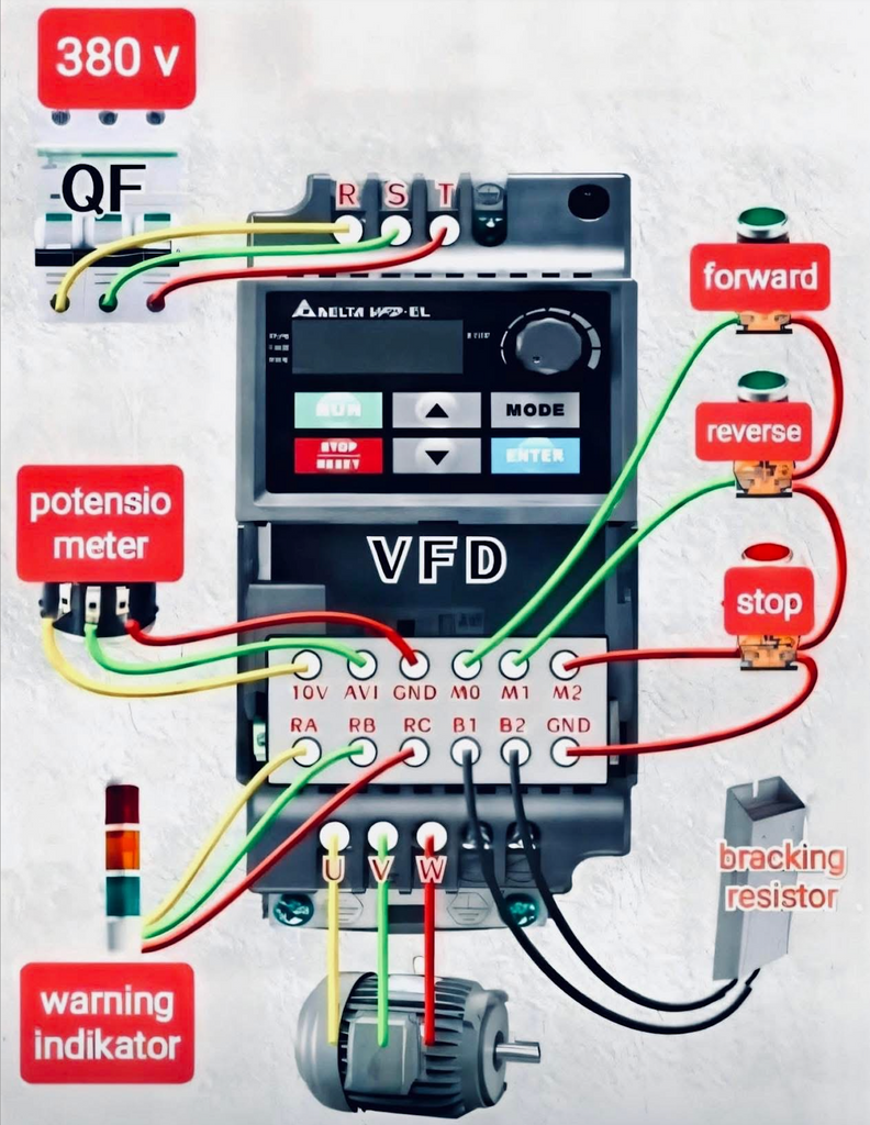 Schéma de câblage d’un Variateur de Fréquence (VFD)